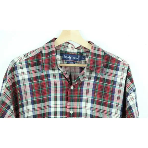 Ralph Lauren XL Blaire Shirt Vintage Plaid Oversized Preppy Heritage 90s Logo - Picture 2 of 8
